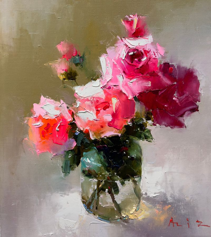 Red roses in a vase
