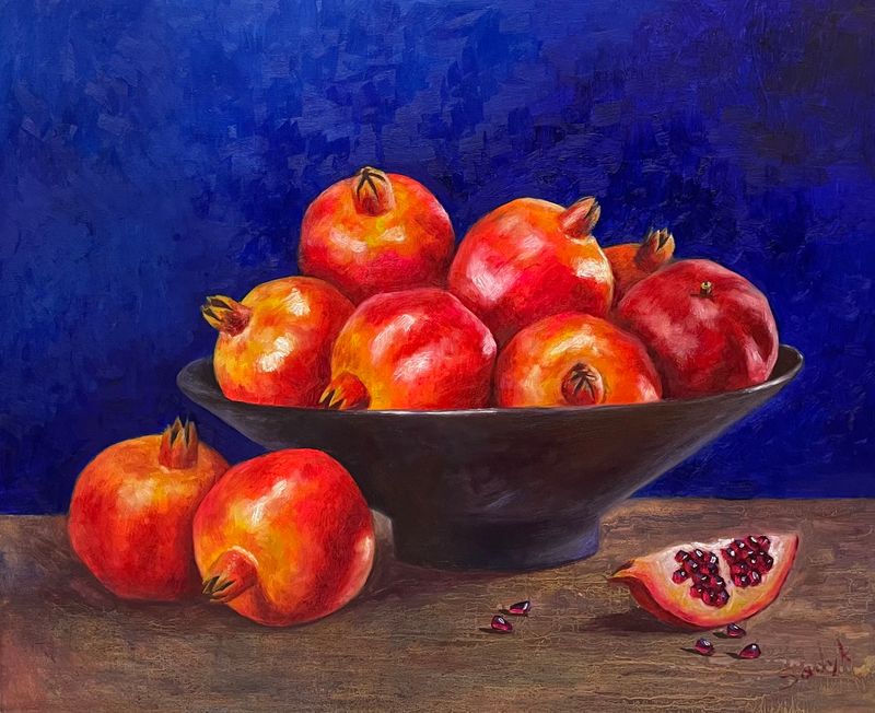 Pomegranates on a plate