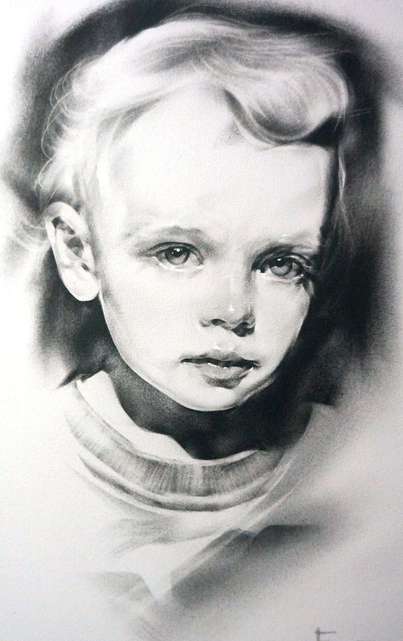 Custom Portrait Painting Original Art 100% Hand Painted Unique Black and White Artwork by ArtBolot