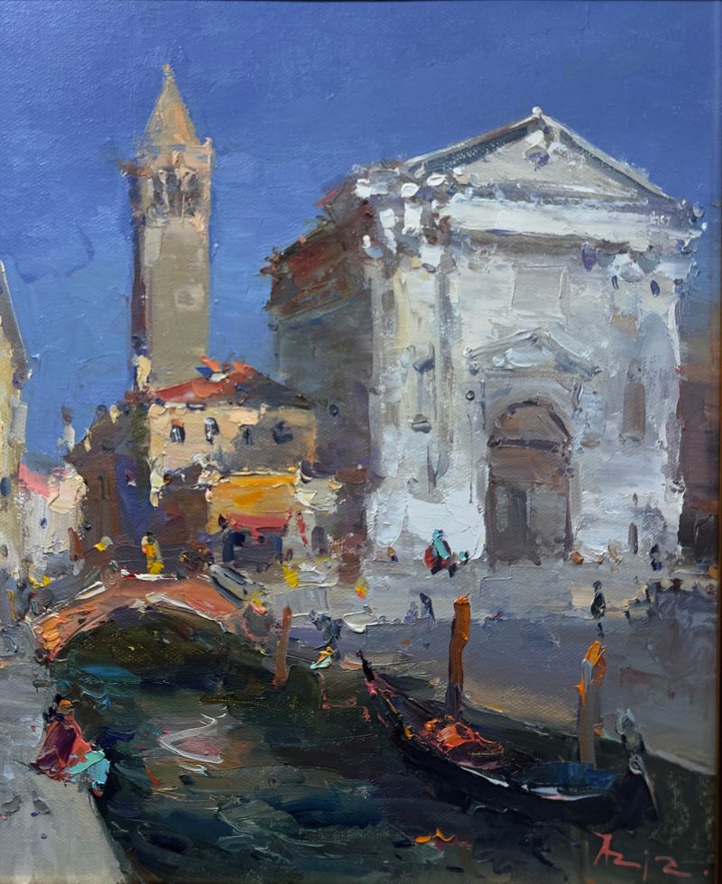 Church by the Canal (Original Plein Air Painting, painted on location in Venice, Italy)
