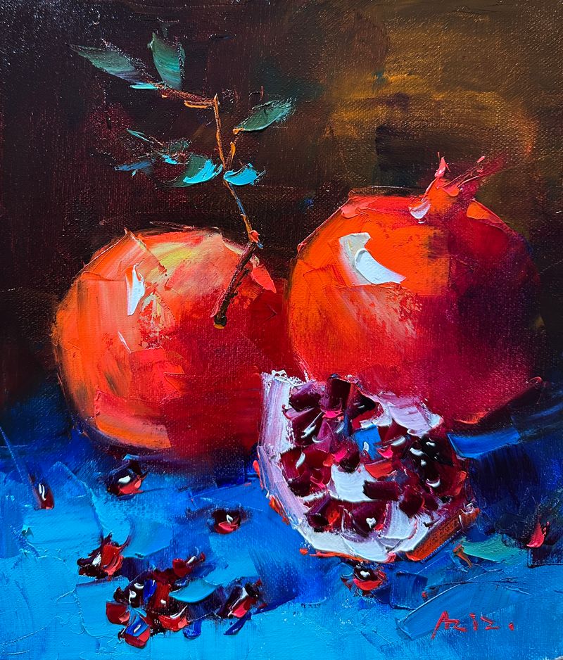 Still life with pomegranates
