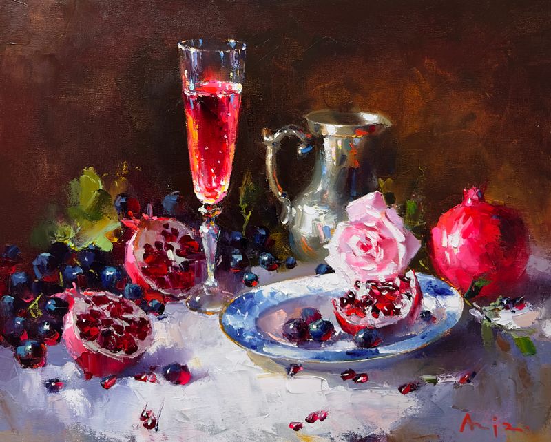 Still life with pomegranates 