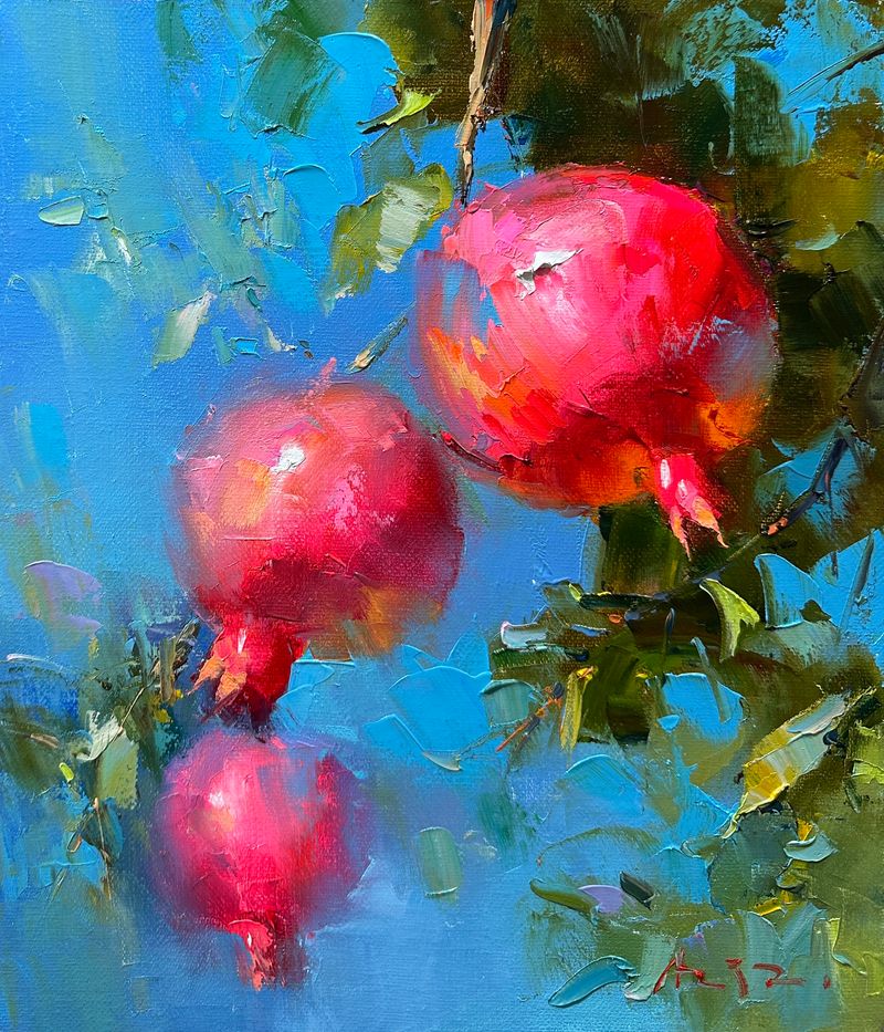 Pomegranates in the garden 