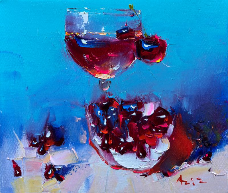 Pomegranates in blue 