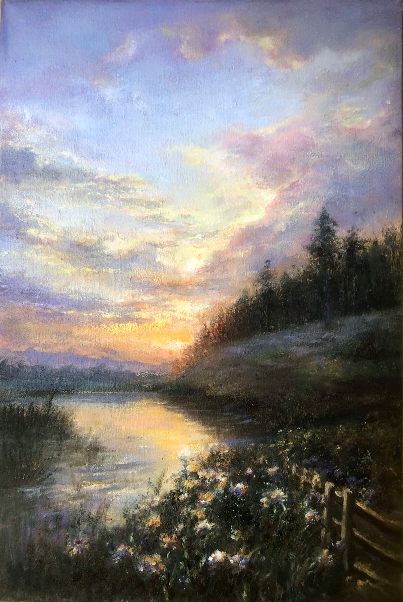 “Nostalgia.” Miniature landscape in oil